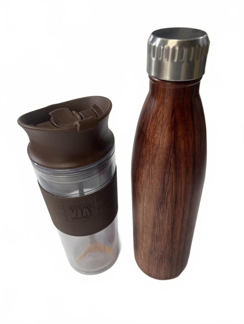 Starbucks VIA Drink Mixer Bottle and Stainless Steel Water Bottle set of 2